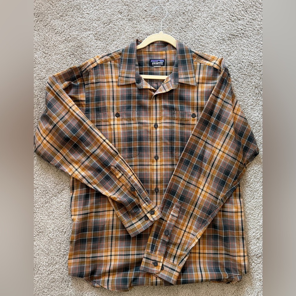 Patagonia Grey, Yellow and Red Plaid Shirt